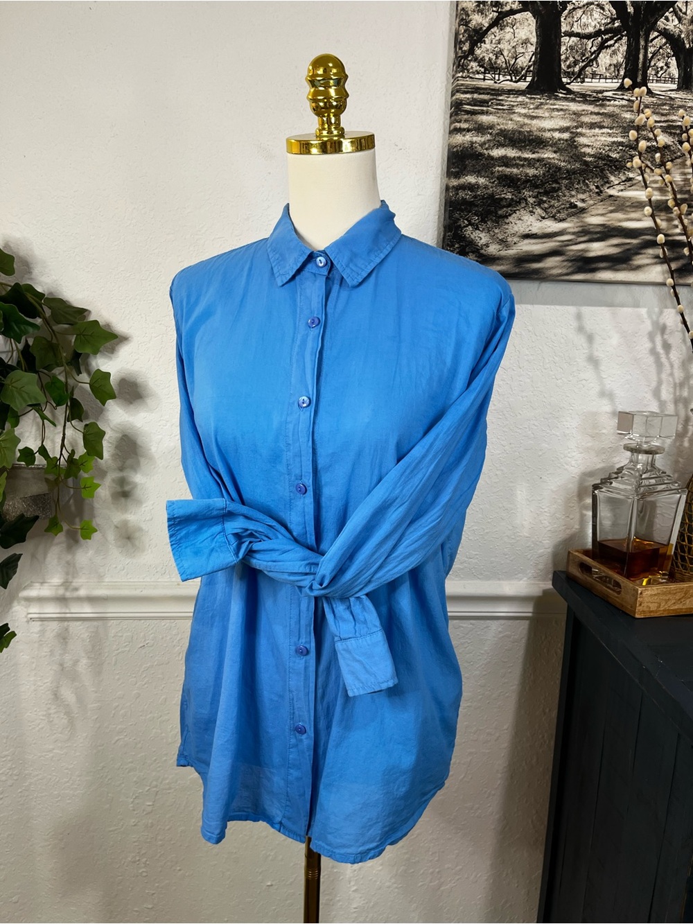 KULE Vibrant Blue Button-Down Shirt Small